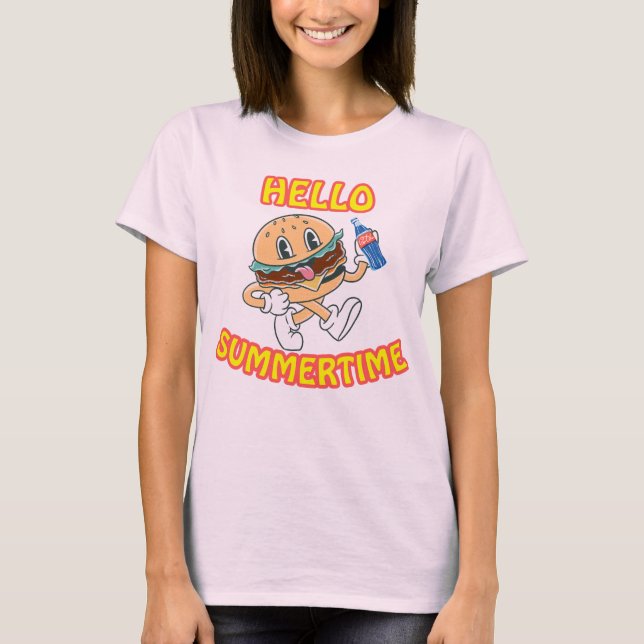 Hej Summertime Hamburger och Cola T Shirt (Framsida)