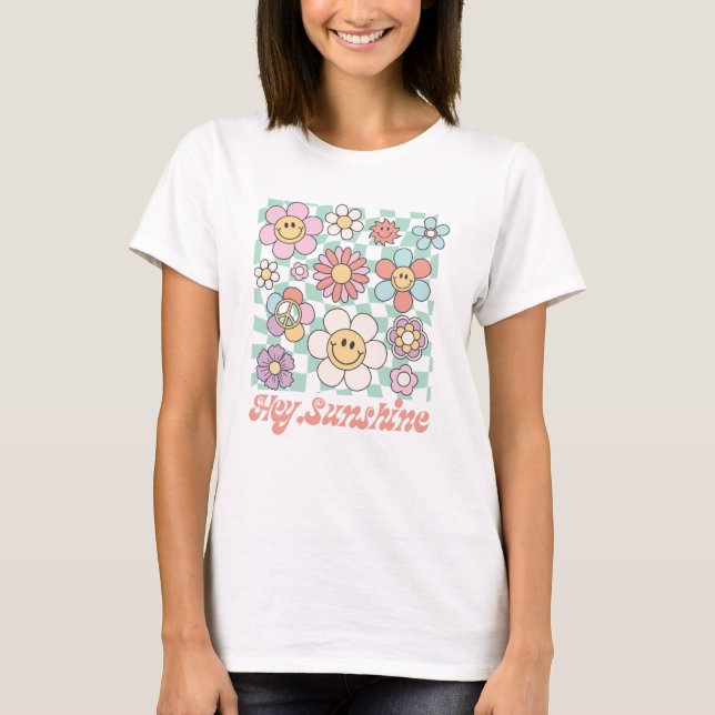 Hej Sunshine Blommigt Summer T Shirt (Framsida)