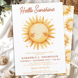Hej Sunshine Boho Gender Neutral Baby Shower Inbjudningar