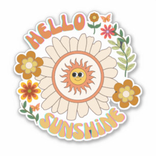 Hej Sunshine botaniska blommor hippie scrapbook Klistermärken