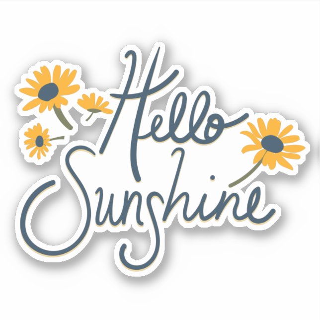 Hej Sunshine Daisy Flowers Motif Klistermärken (Framsida)