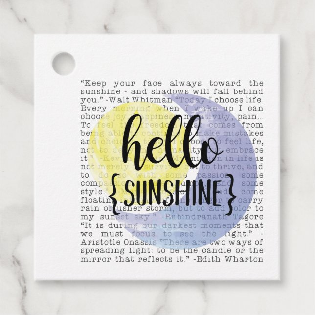 Hej Sunshine Gåvor Etiketter (Framsida)
