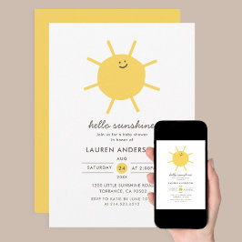 Hej Sunshine Gender Neutral Baby Shower Inbjudningar