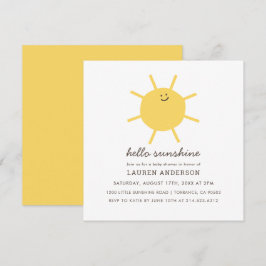 Hej Sunshine Gender Neutral Baby Shower Square I Inbjudningar