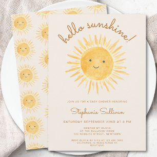 Hej Sunshine Gender-Neutralt Boho Baby Shower Inbjudningar