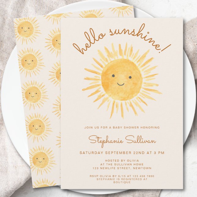 Hej Sunshine Gender-Neutralt Boho Baby Shower Inbjudningar (Skapare uppladdad)