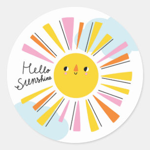 Hej Sunshine Girl Baby Shower Runt Klistermärke