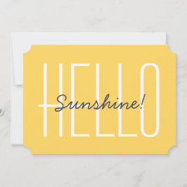 Hej Sunshine Gult Lycklig Cute Typography Anteckningskort