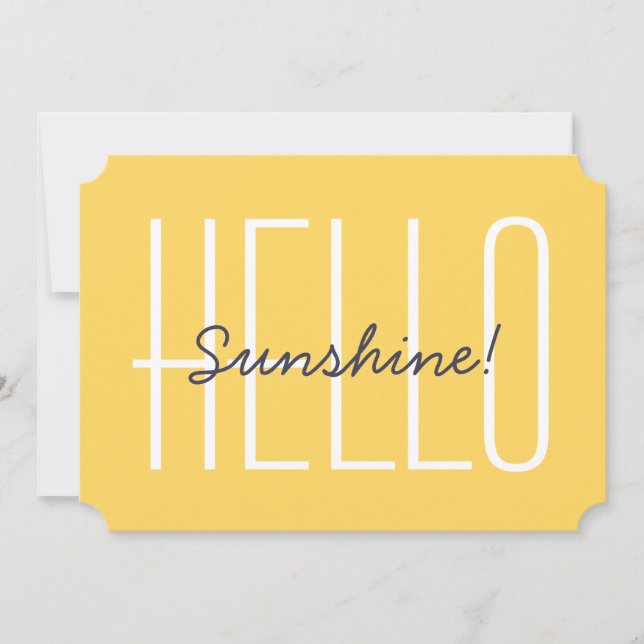 Hej Sunshine Gult Lycklig Cute Typography Anteckningskort (Framsida)