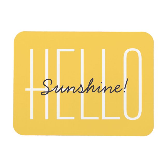 Hej Sunshine Gult Typography-citat Magnet (Horisontell)