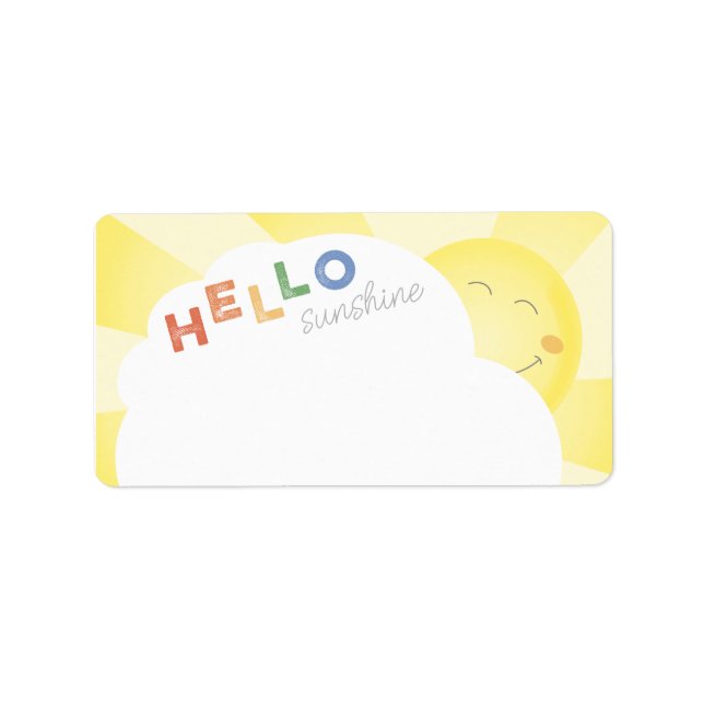 Hej Sunshine Illustrated Cheerful Label Sticker Adressetikett (Framsidan)