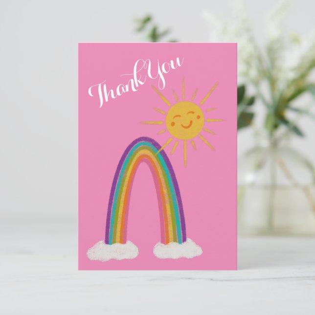 Hej Sunshine med Rainbow Tack You Card (Stående Fram)