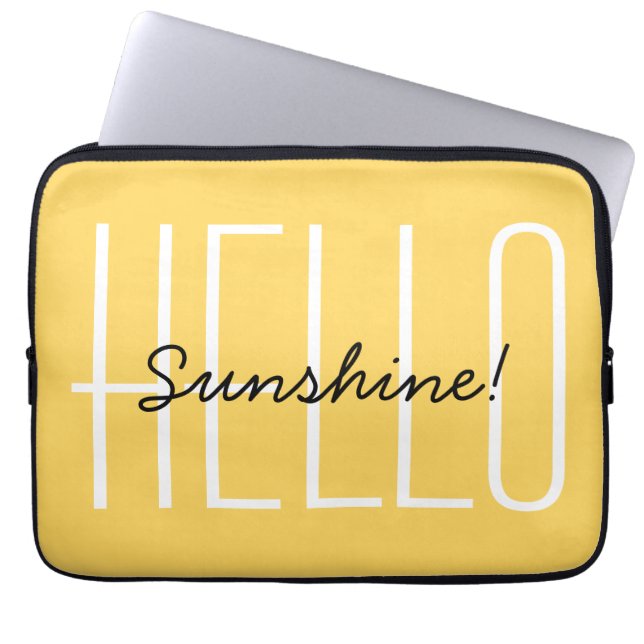 Hej Sunshine Modern Typography-Gult Laptop Fodral (Framsidan)