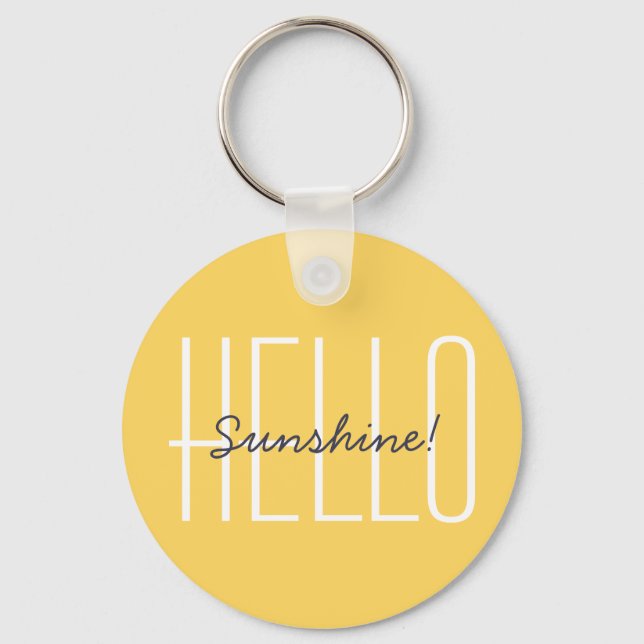 Hej Sunshine Modern Typography Quote Gult Nyckelring (Framsida)