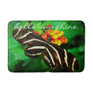 Hej Sunshine Quote Black White Butterfly Photo Badrumsmatta