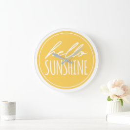 Hej Sunshine Quote Typography Gult White Stor Klocka