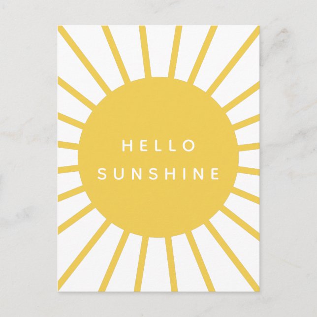 Hej Sunshine | Sol Modern Scandi Mustard Gult Vykort (Framsida)