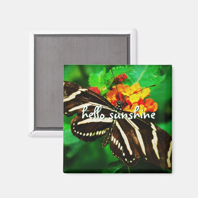 "Hej sunshine" svartvit fjäril-foto Magnet (Front/Back)