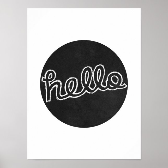 Hej - Svartvit Poster (Framsidan)