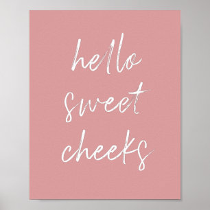 Hej Sweet Cheek Funny Toilet Dusty Ro Bathroom Poster