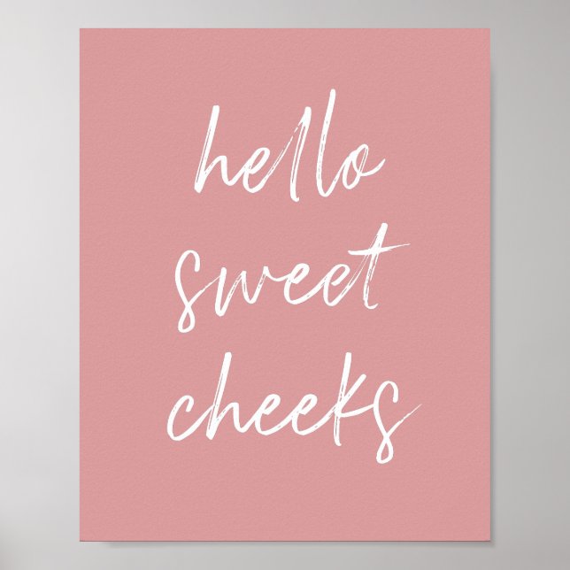 Hej Sweet Cheek Funny Toilet Dusty Ro Bathroom Poster (Framsidan)