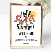 Hej Sweet Summer Bassäng Party Bday Välkomstskylt