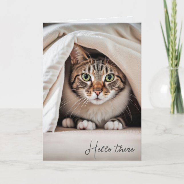 Hej Tabby katt under Blanket Kort (Framsida)