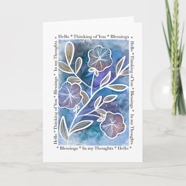 Hej tänker på dina blommor på Alcohol Bläck Kort (Framsida)