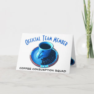 Hej Team Kaffe med Blå Kopp och Tallrik Anpassad Kort