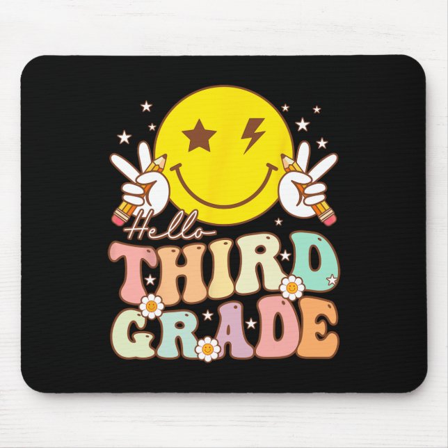 Hej Third Grade Hippie Smile Face 3:e klass Byck Musmatta (Framsidan)