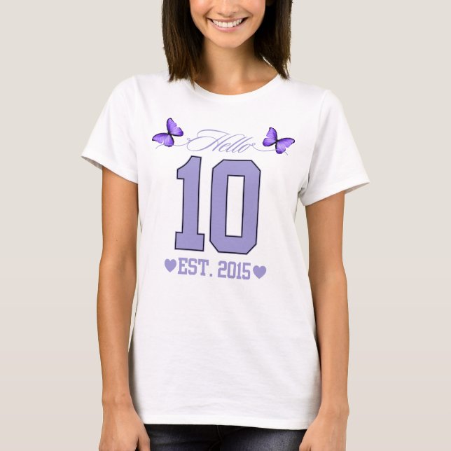 Hej tio siffror Cute Coquette 10th Birthday Girl T Shirt (Framsida)