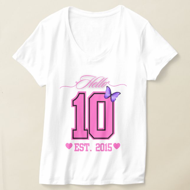 Hej tio siffror Cute Coquette 10th Birthday Girl T Shirt (Laydown)