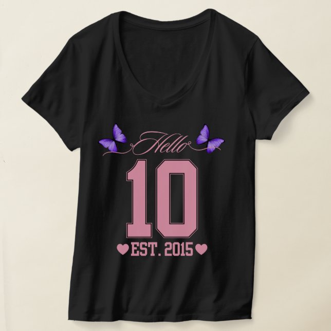 Hej tio siffror Cute Coquette 10th Birthday Girl T Shirt (Laydown)