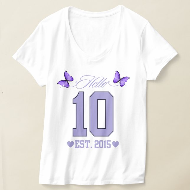Hej tio siffror Cute Coquette 10th Birthday Girl T Shirt (Laydown)