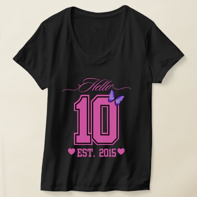 Hej tio siffror Cute Coquette 10th Birthday Girl T Shirt (Laydown)