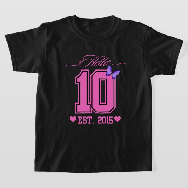 Hej tio siffror Cute Coquette 10th Birthday Girl T Shirt (Laydown)