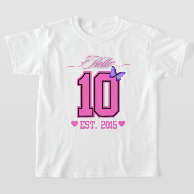 Hej tio siffror Cute Coquette 10th Birthday Girl T Shirt (Laydown)