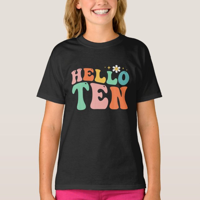 Hej tio Tio-årsjubileum 10-årsjubileum T Shirt (Framsida)