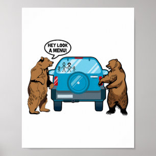 Hej Titta En Meny Rolig Camping Camper Vandring Bj Poster