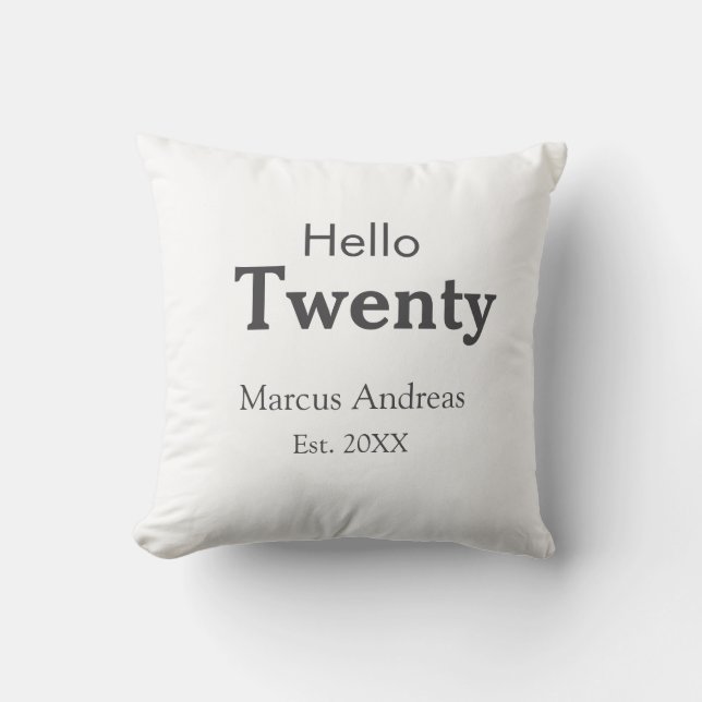 Hej tjugo födelsedag, lägg till namn est. Lägg til Kudde (Framsida)