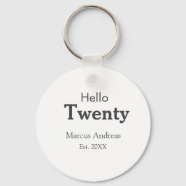 Hej tjugo födelsedag, lägg till namn est. Lägg til Nyckelring