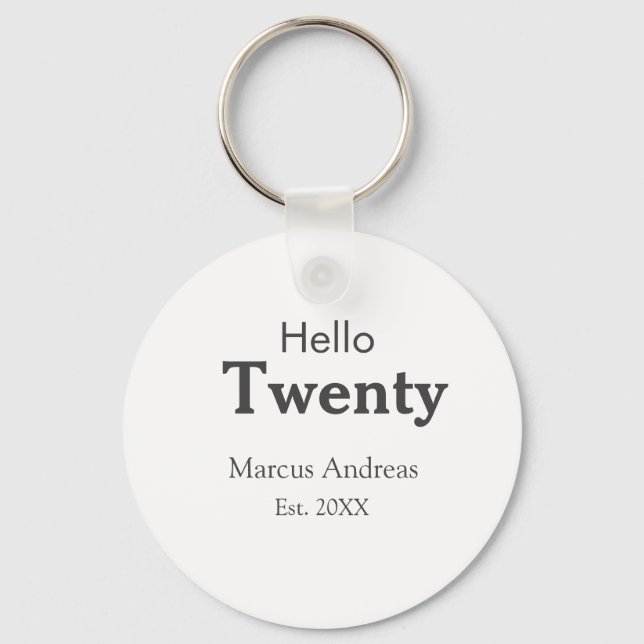 Hej tjugo födelsedag, lägg till namn est. Lägg til Nyckelring (Framsida)