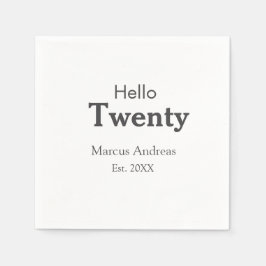Hej tjugo födelsedag, lägg till namn est. Lägg til Pappersservett