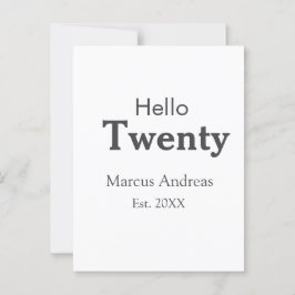 Hej tjugo födelsedag, lägg till namn est. Lägg til Vykort