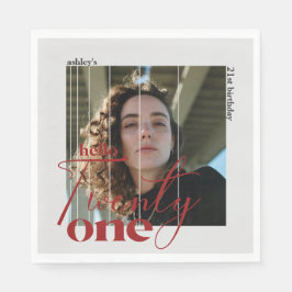 Hej tjugoen modern bild 21:a födelsedagen pappersservett