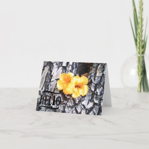 Hej tom hälsningskort med gul Allamanda Tack Kort