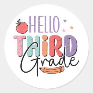 Hej Tredje Klass Back to school Runt Klistermärke