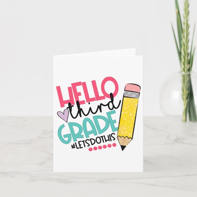Hej tredje Klass bör göra detta första Lycklig-dag Kort (Framsida)