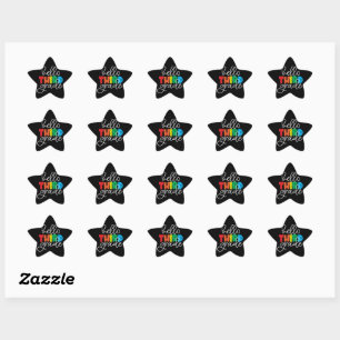 Hej Tredje Klass - Cute Colorful Back to school Stjärnformat Klistermärke