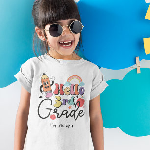Hej Tredje Klass färglöst grundskoleläkemedel Vit T Shirt